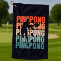 Cool Retro Text Silhouette Ping Pong Premium Golf Towel