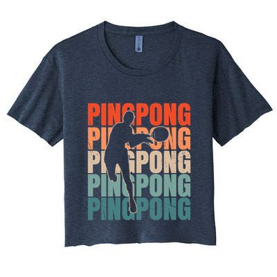 Cool Retro Text Silhouette Ping Pong Premium Crop Top