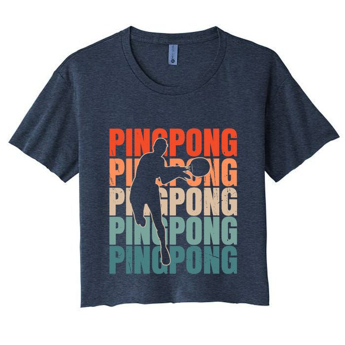 Cool Retro Text Silhouette Ping Pong Premium Crop Top