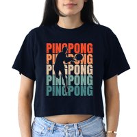 Cool Retro Text Silhouette Ping Pong Premium Crop Top