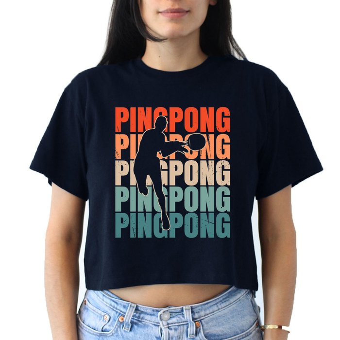 Cool Retro Text Silhouette Ping Pong Premium Crop Top