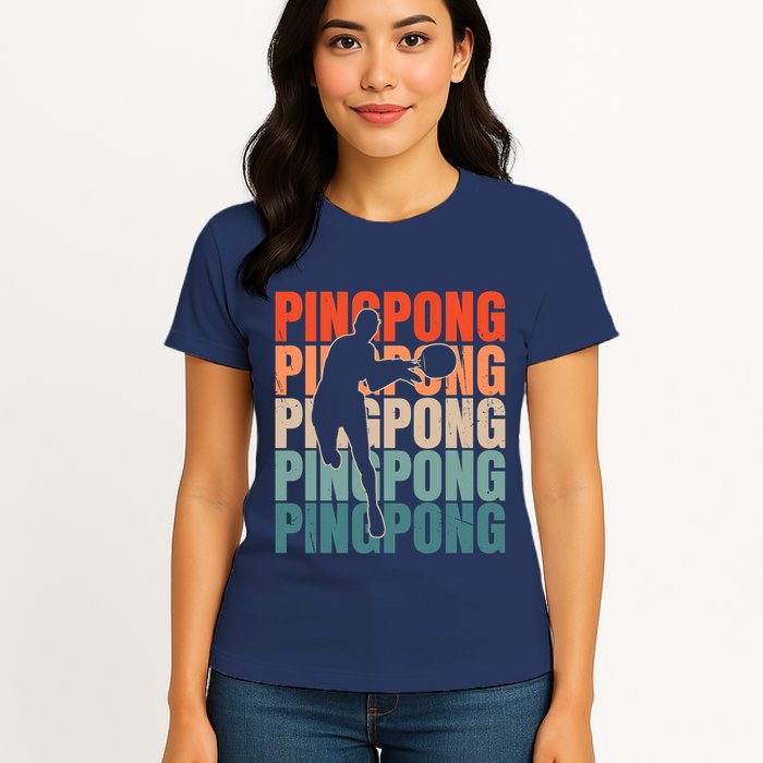 Cool Retro Text Silhouette Ping Pong Premium Womens T-Shirt