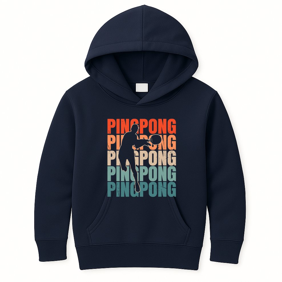 Cool Retro Text Silhouette Ping Pong Premium Kids Hoodie