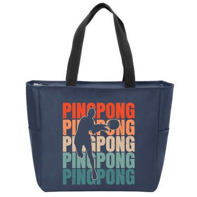 Cool Retro Text Silhouette Ping Pong Premium Zip Tote Bag