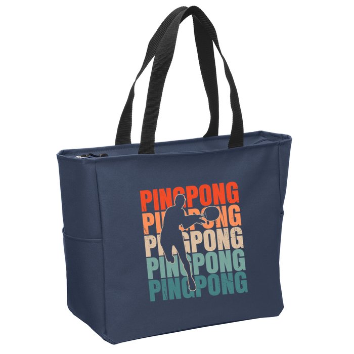 Cool Retro Text Silhouette Ping Pong Premium Zip Tote Bag