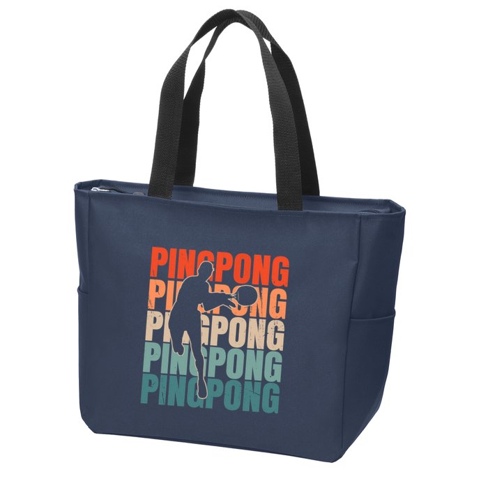 Cool Retro Text Silhouette Ping Pong Premium Zip Tote Bag