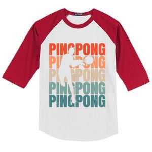 Cool Retro Text Silhouette Ping Pong Premium Kids Colorblock Raglan Jersey