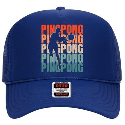 Cool Retro Text Silhouette Ping Pong Premium High Crown Mesh Back Trucker Hat