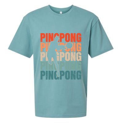Cool Retro Text Silhouette Ping Pong Premium Sueded Cloud Jersey T-Shirt