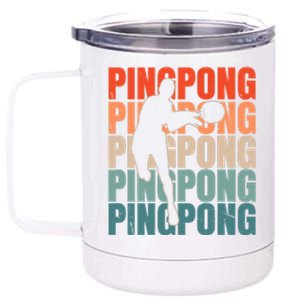 Cool Retro Text Silhouette Ping Pong Premium 12 oz Stainless Steel Tumbler Cup