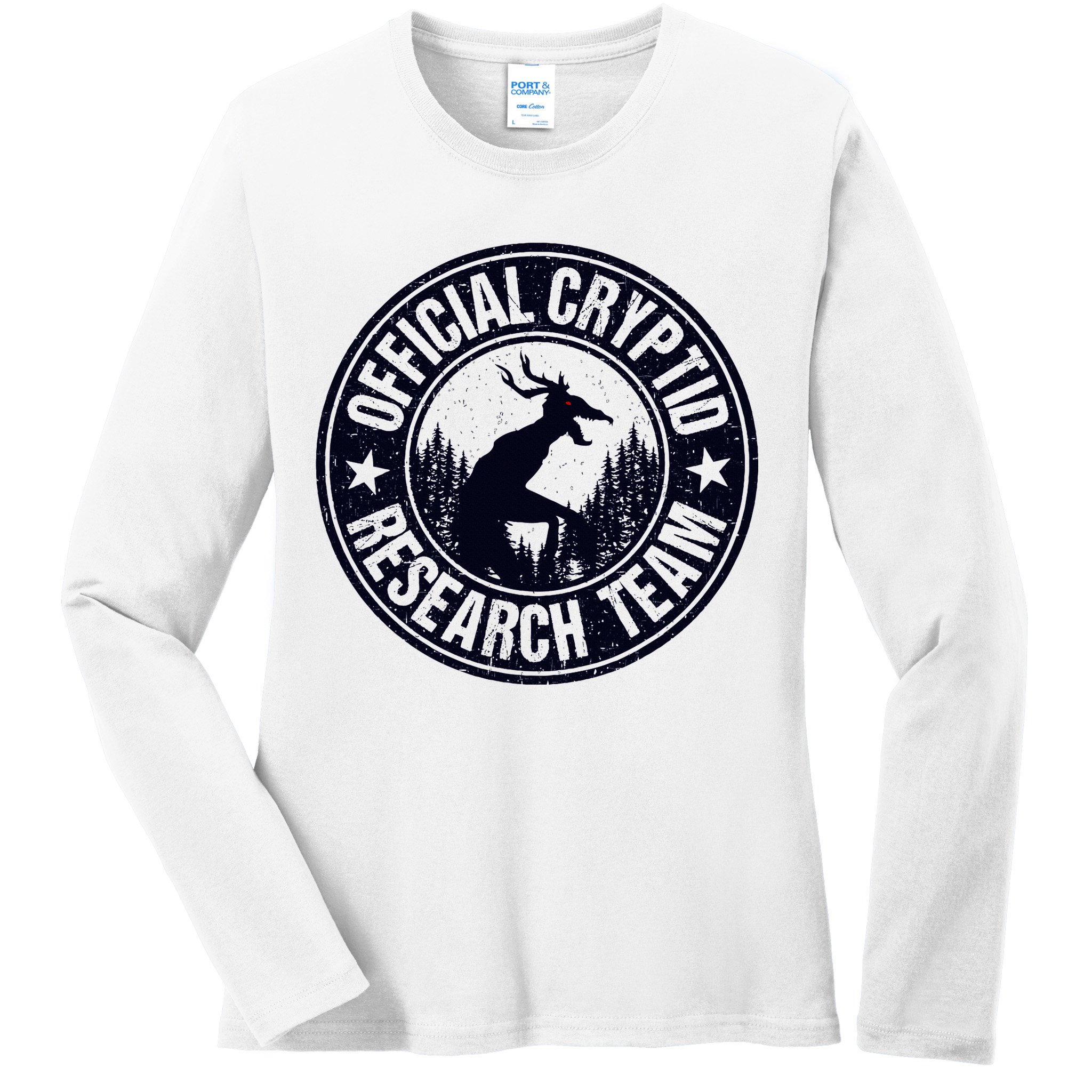 Cryptid Research Team Wendigo Retro Cryptozoology Ladies Long Sleeve Shirt