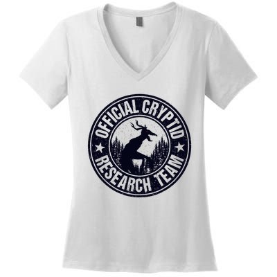 Cryptid Research Team Wendigo Retro Cryptozoology Women's V-Neck T-Shirt