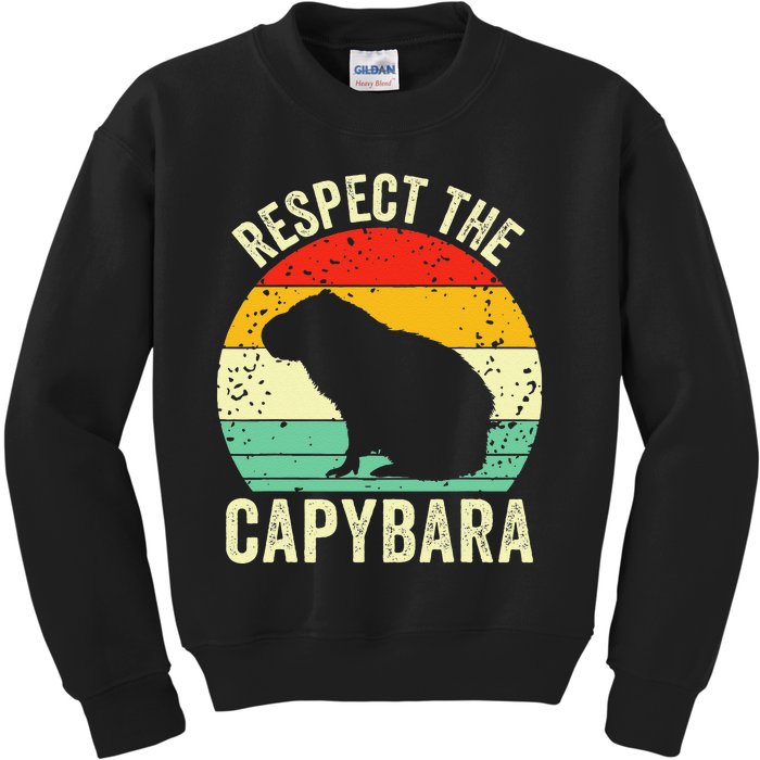 Capybaras Respect The Capybara Cavy Rodent Lover  Kids Sweatshirt