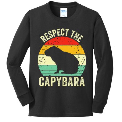 Capybaras Respect The Capybara Cavy Rodent Lover  Kids Long Sleeve Shirt