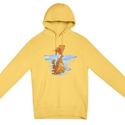 Cat Reflecting Tiger Premium Pullover Hoodie