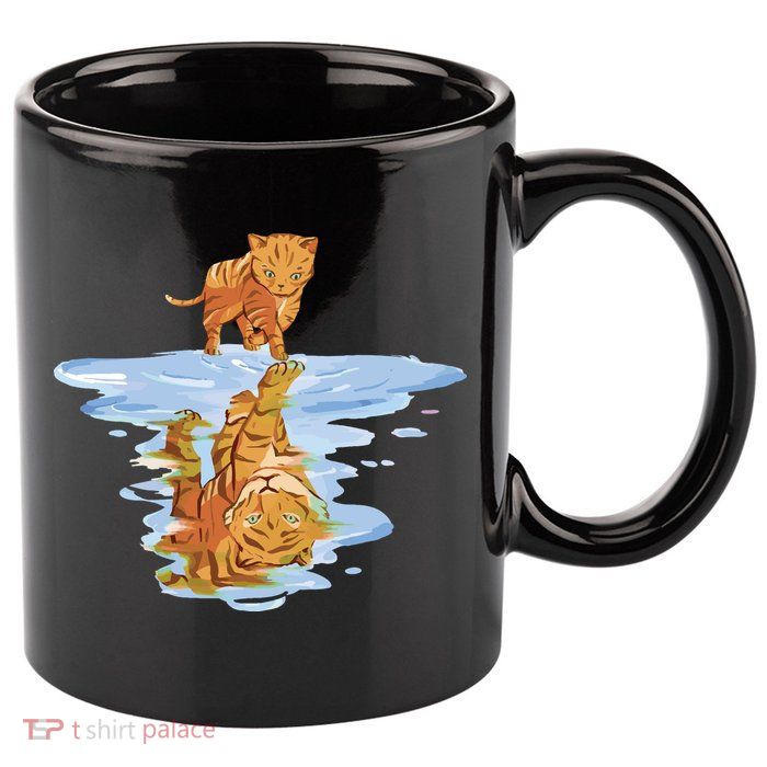 Cat Reflecting Tiger 11oz C Handle Ceramic Mug