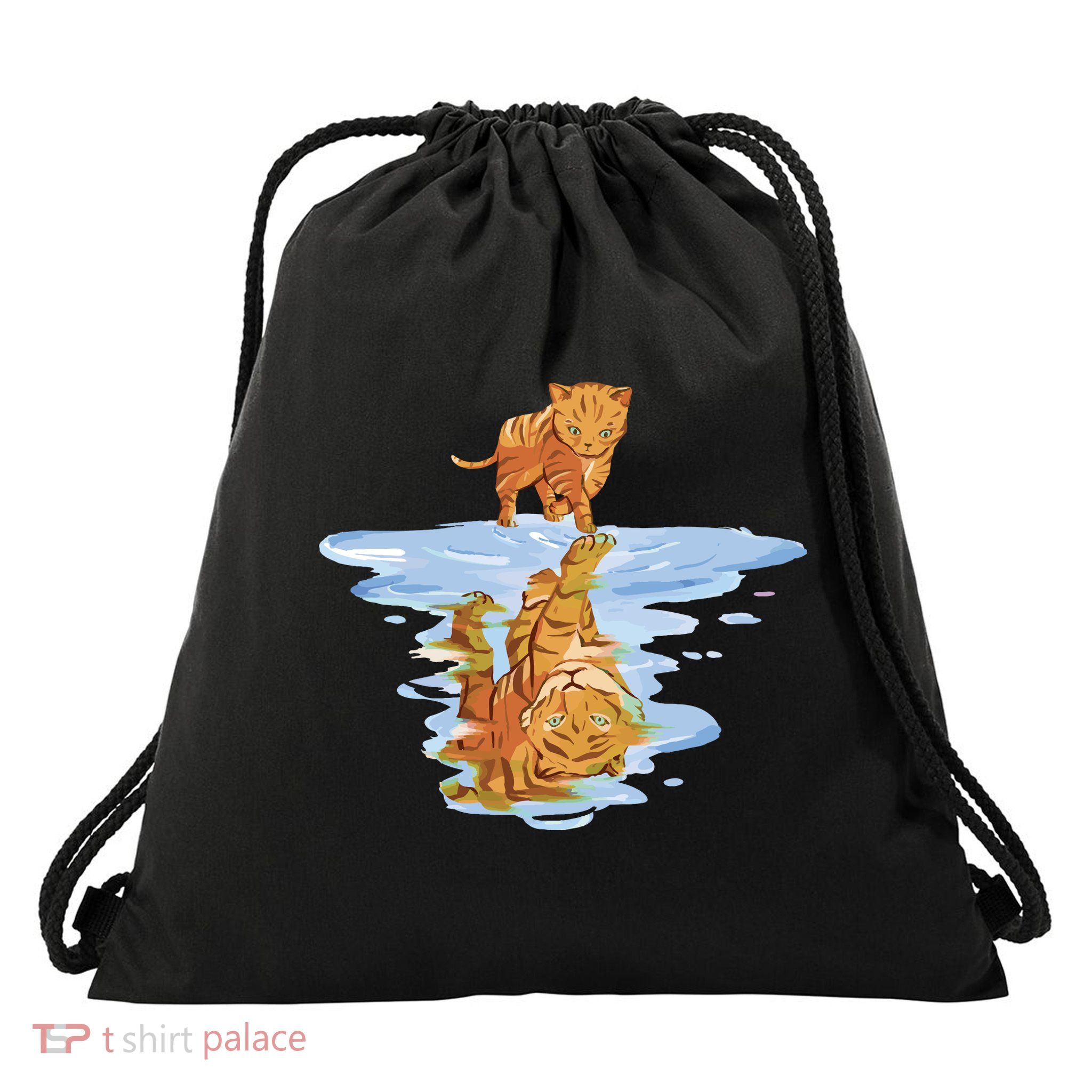 Cat Reflecting Tiger Drawstring Bag