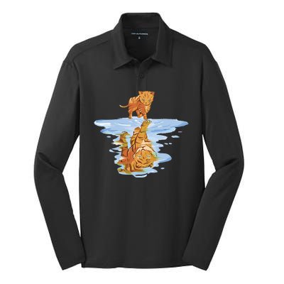 Cat Reflecting Tiger Silk Touch Performance Long Sleeve Polo