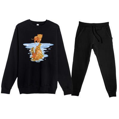 Cat Reflecting Tiger Premium Crewneck Sweatsuit Set