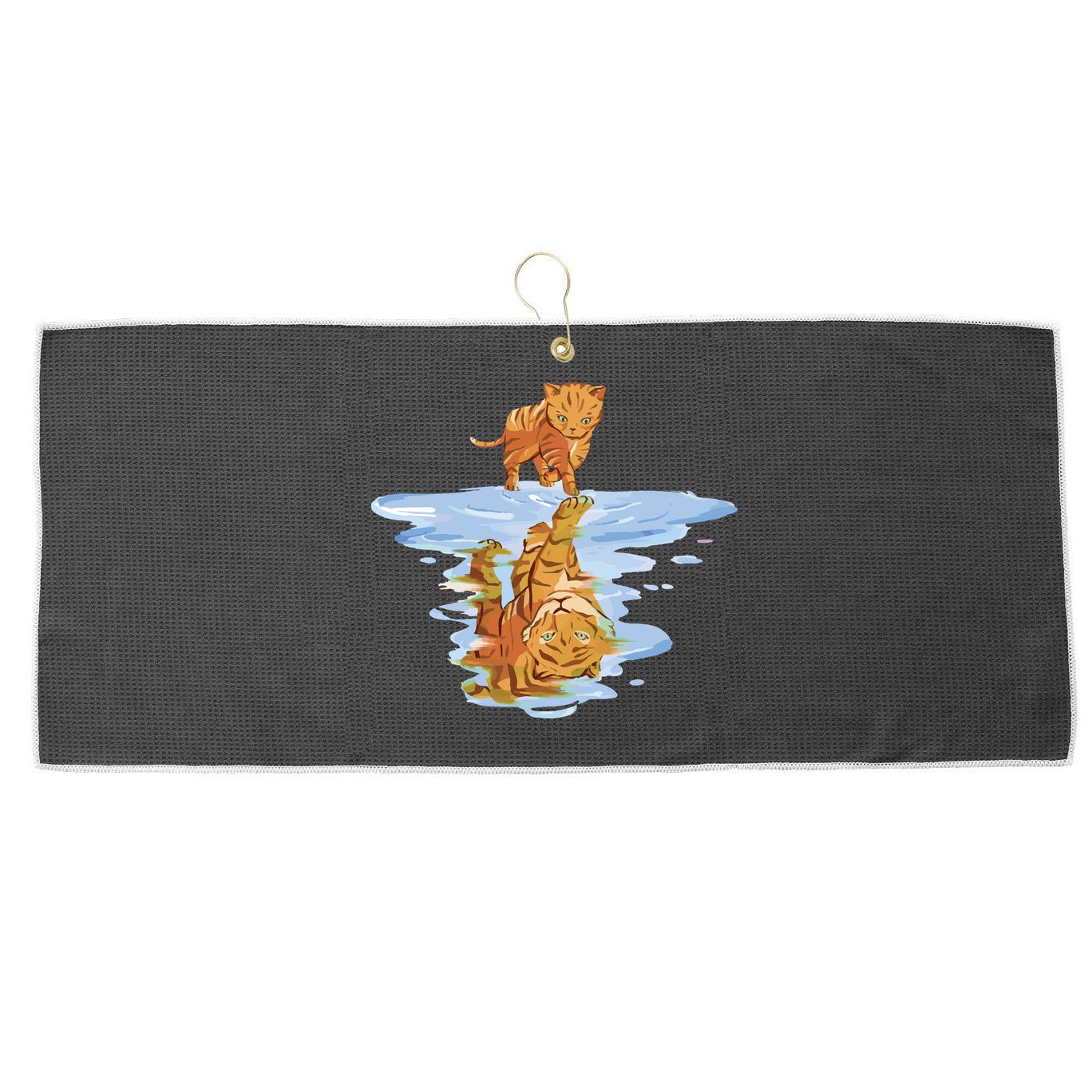 Cat Reflecting Tiger Large Microfiber Waffle Golf Towel