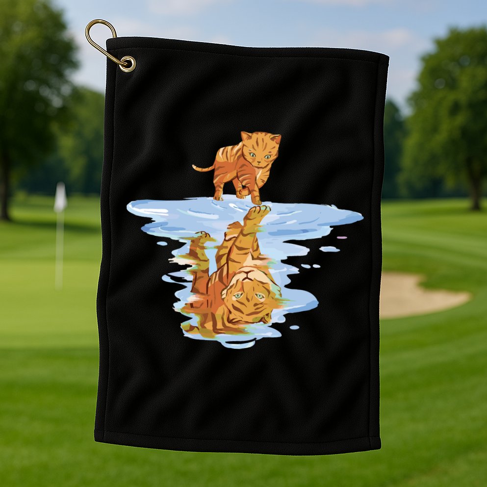 Cat Reflecting Tiger Golf Towel