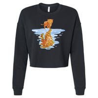 Cat Reflecting Tiger Cropped Pullover Crew