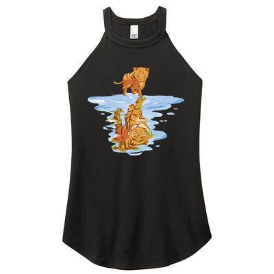 Cat Reflecting Tiger Women's Perfect Tri Rocker Tank