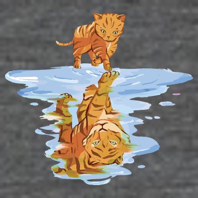 Cat Reflecting Tiger T-Shirt