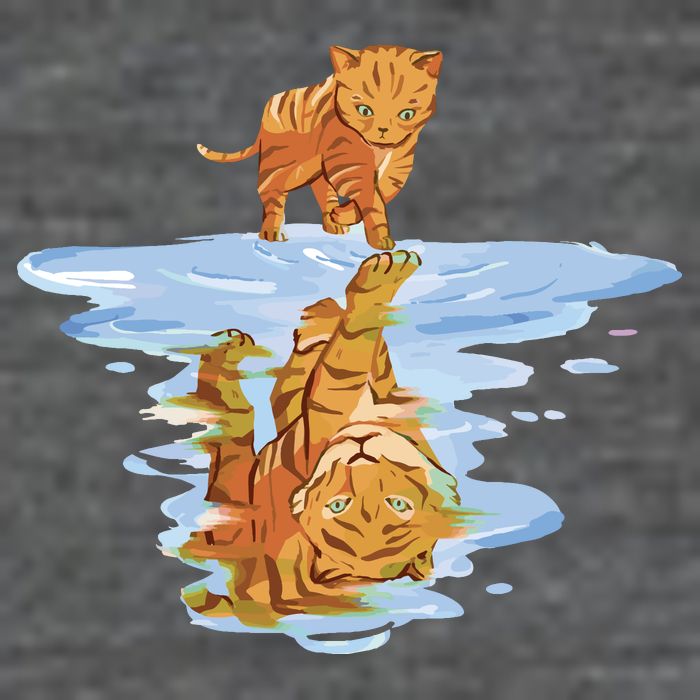 Cat Reflecting Tiger Poster