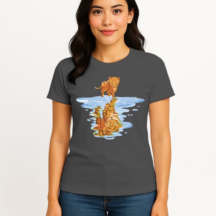 Cat Reflecting Tiger Womens T-Shirt