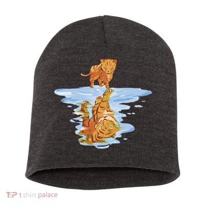 Cat Reflecting Tiger Short Acrylic Beanie