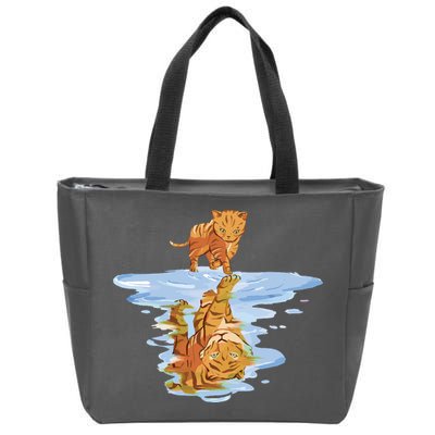 Cat Reflecting Tiger Zip Tote Bag