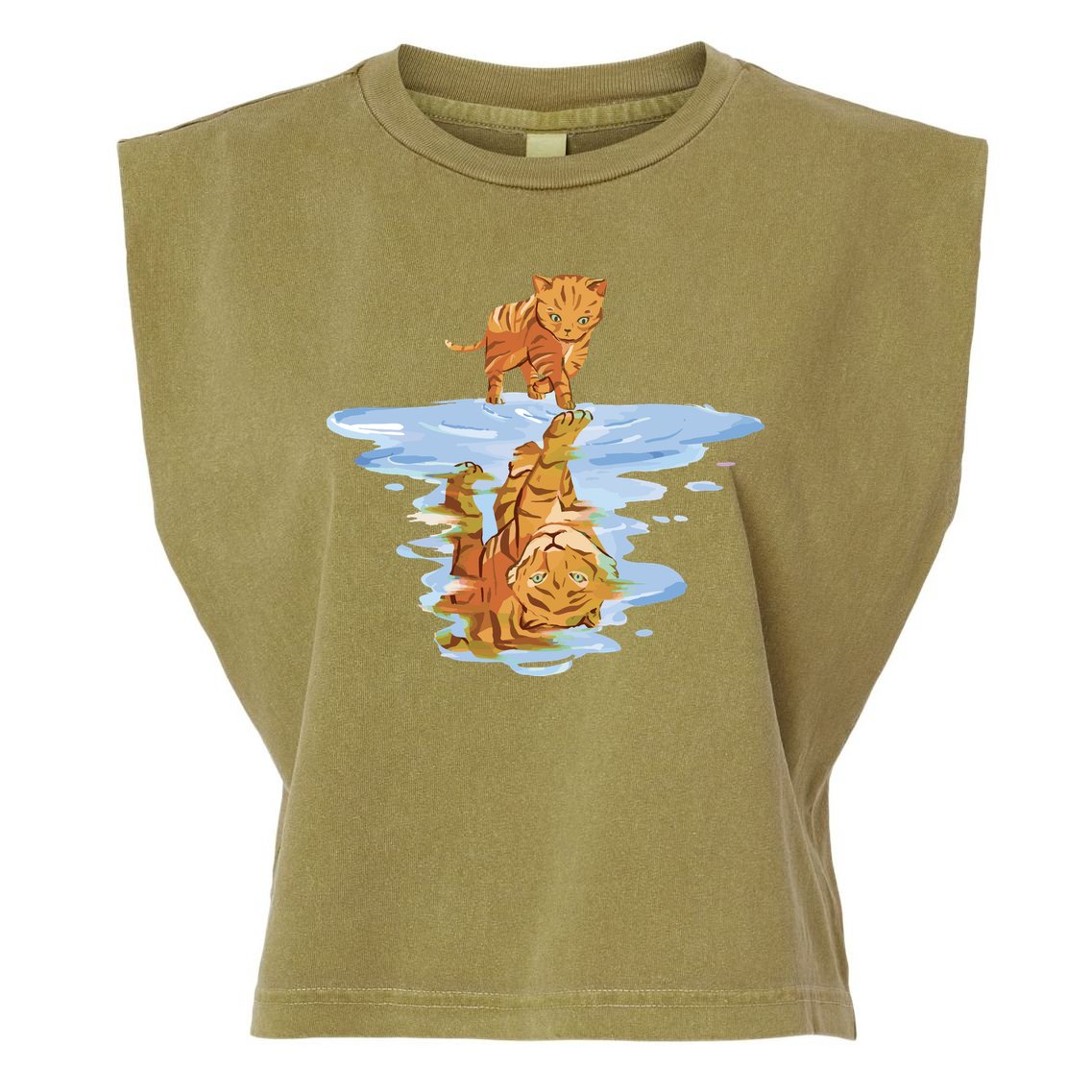 Cat Reflecting Tiger Garment-Dyed Women's Muscle Tee