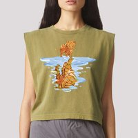 Cat Reflecting Tiger Garment-Dyed Women's Muscle Tee