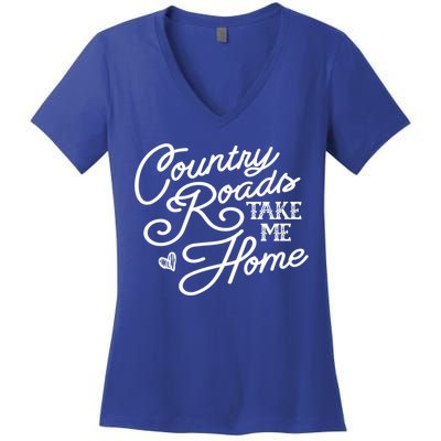 Country Roads Take Me Home Vintage Gift Women's V-Neck T-Shirt