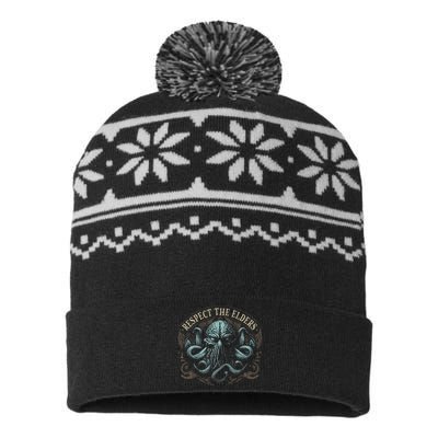 Cthulhu Respect The Elders Cosmic Horror Cthulhu USA-Made Snowflake Beanie