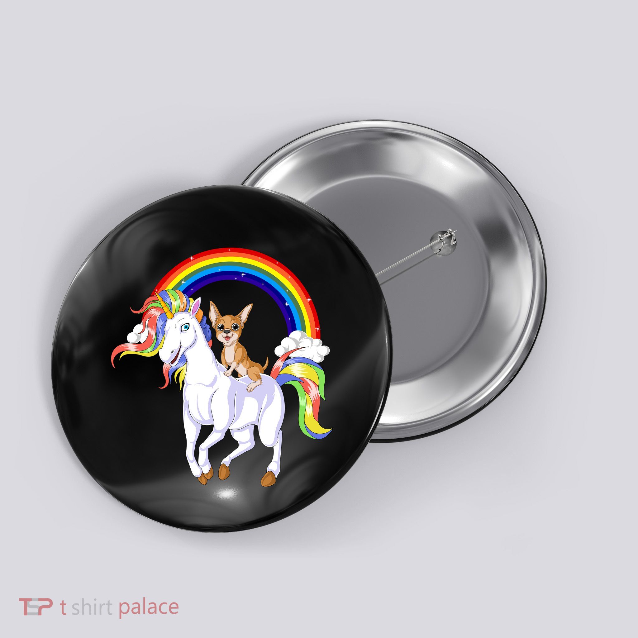 Chihuahua Riding Unicorn Button