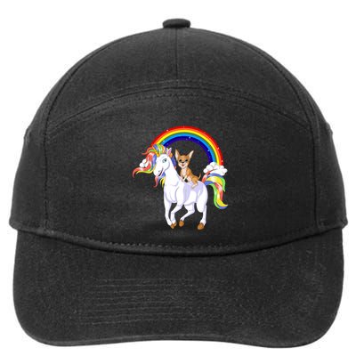 Chihuahua Riding Unicorn 7-Panel Snapback Hat