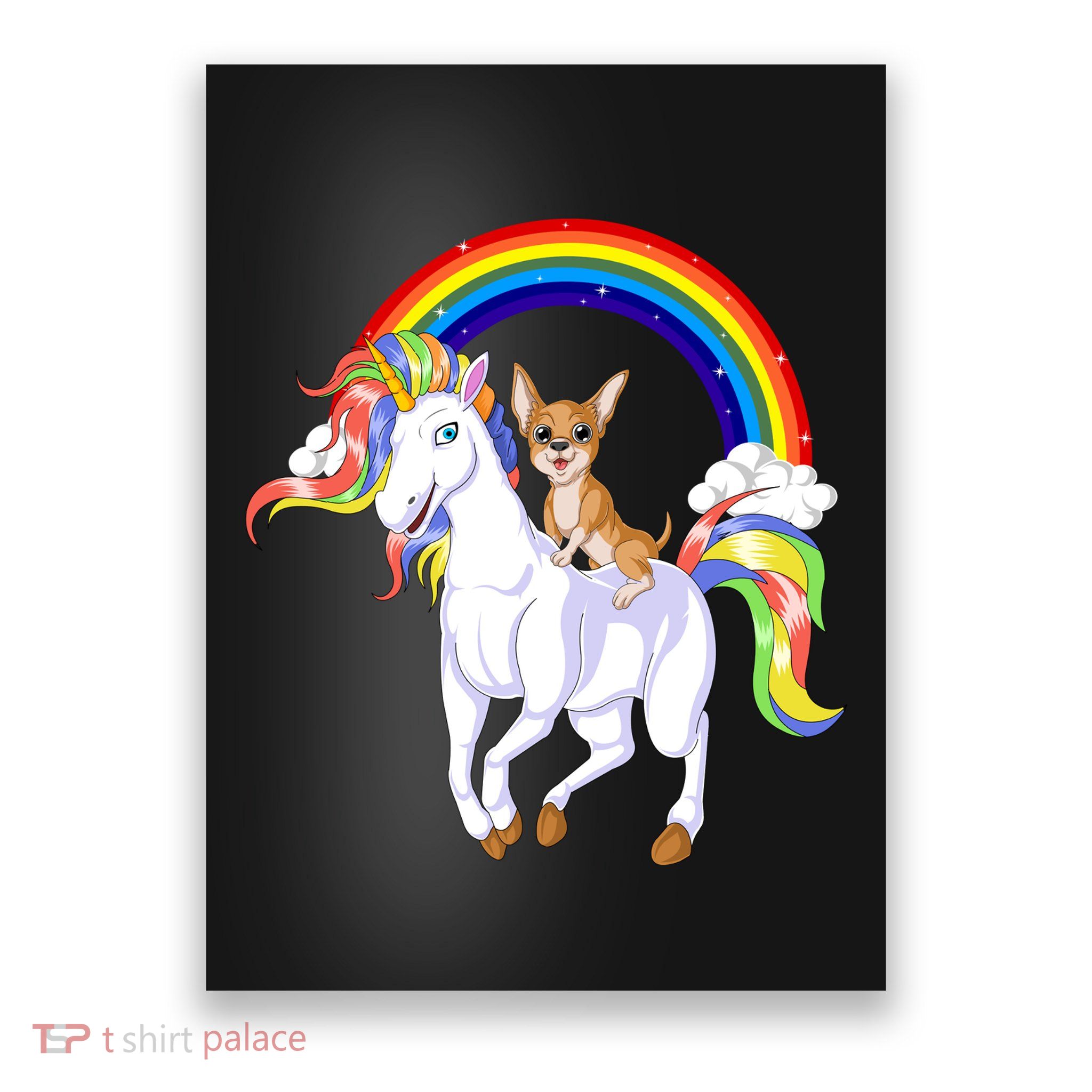 Chihuahua Riding Unicorn Poster