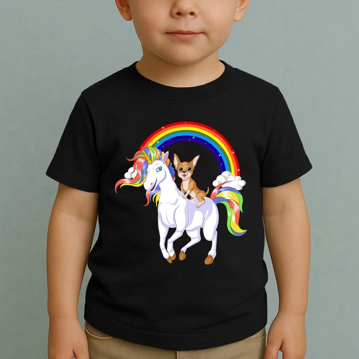 Chihuahua Riding Unicorn Toddler T-Shirt