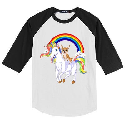 Chihuahua Riding Unicorn Kids Colorblock Raglan Jersey