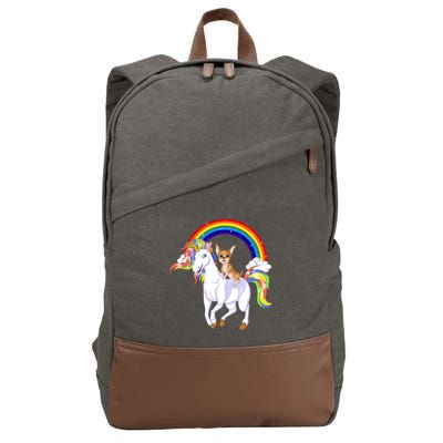 Chihuahua Riding Unicorn Cotton Canvas Backpack