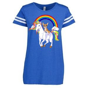 Chihuahua Riding Unicorn Enza Ladies Jersey Football T-Shirt