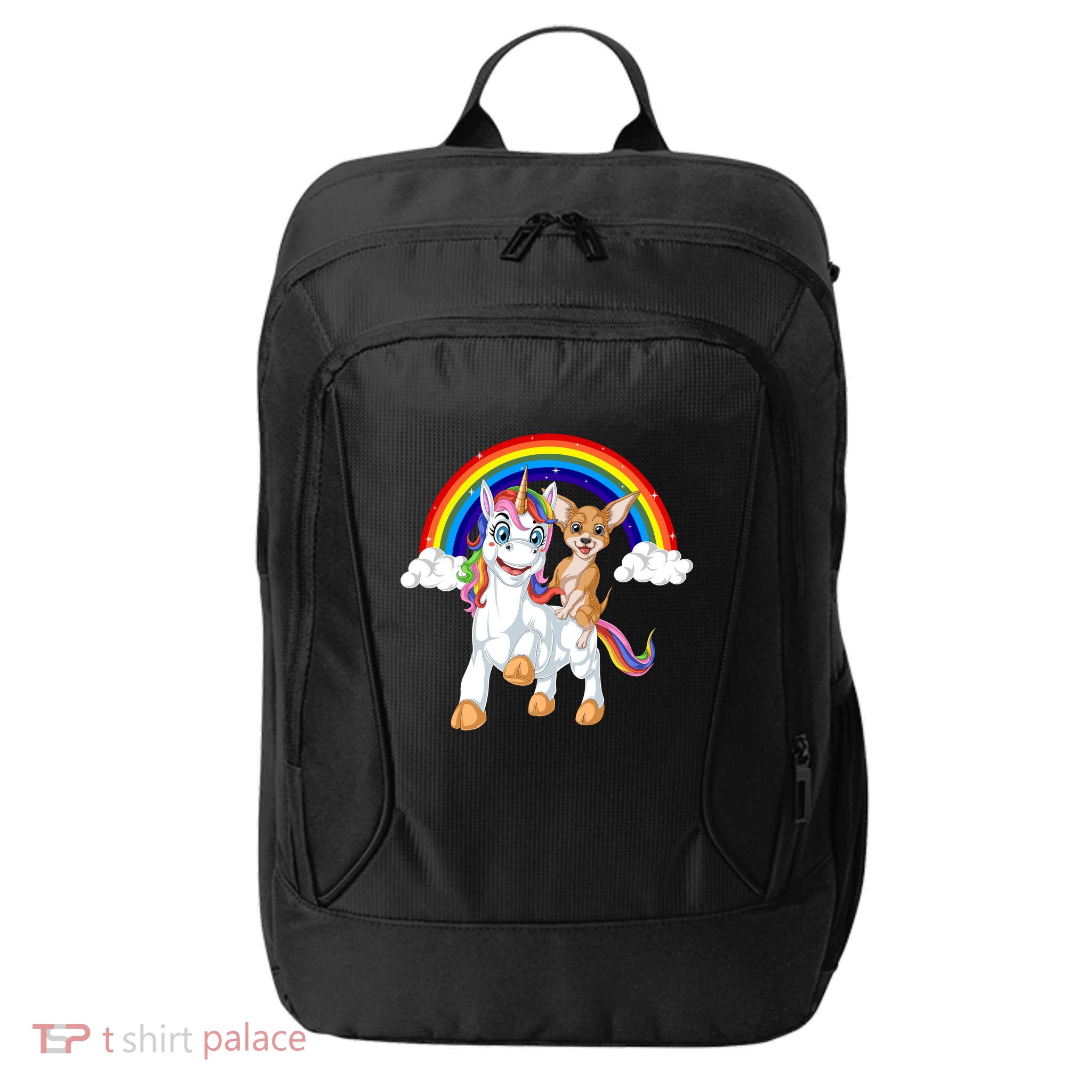Chihuahua Riding Unicorn City Backpack