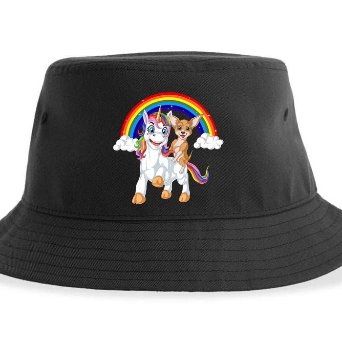 Chihuahua Riding Unicorn Sustainable Bucket Hat