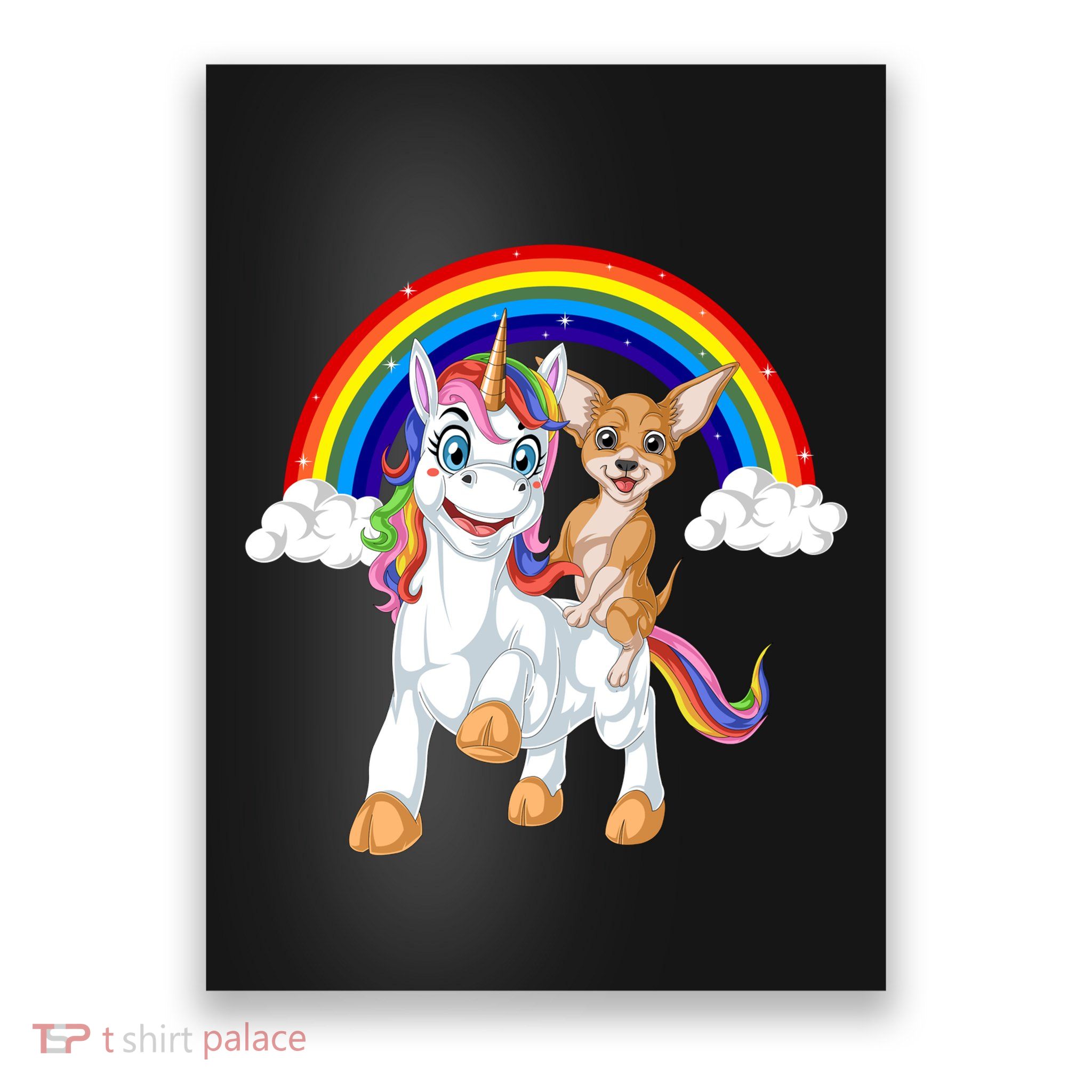 Chihuahua Riding Unicorn Poster