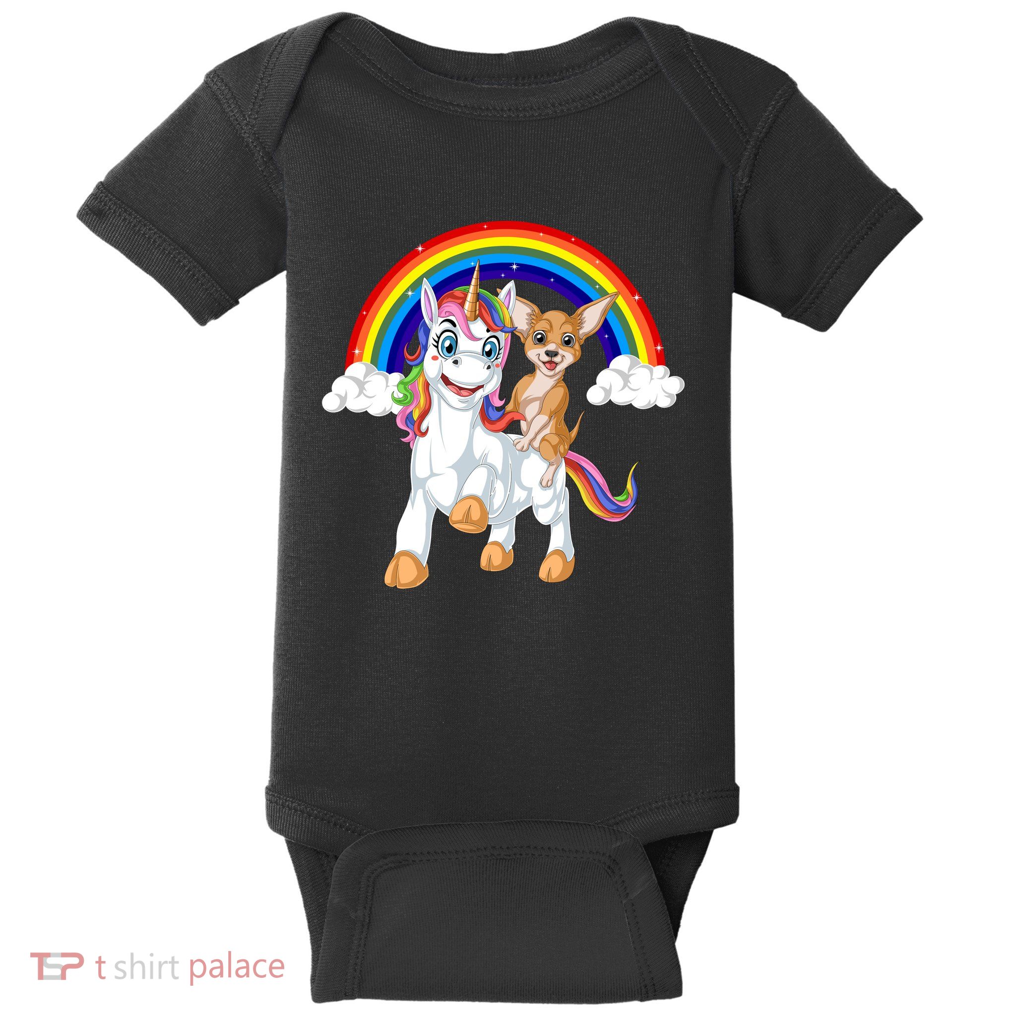 Chihuahua Riding Unicorn Baby Bodysuit