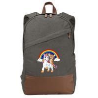 Chihuahua Riding Unicorn Cotton Canvas Backpack