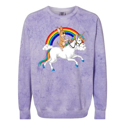 Chihuahua Riding Unicorn Colorblast Crewneck Sweatshirt