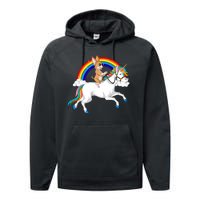 Chihuahua Riding Unicorn Performance Fleece Hoodie